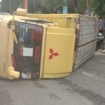 Kondisi mobil yang terbalik di jalan Dok: Roy Manurung